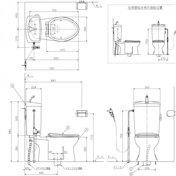 アサヒ衛陶 サンクリーン簡易水洗トイレセット(床給水便器+タンク(手洗付)+普通便座) ラブリーホワイト AF450KTR001LW 1点