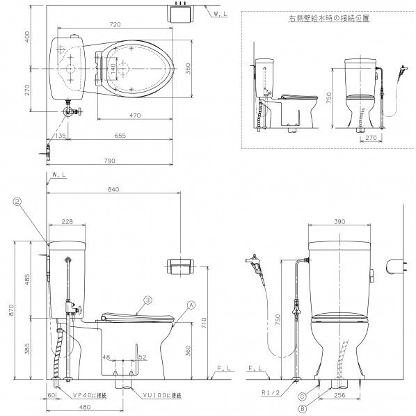 アサヒ衛陶 サンクリーン簡易水洗トイレセット(床給水便器+タンク(手洗無し)+普通便座) ラブリーホワイト AF400KLR001LW 1点