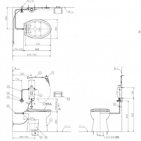アサヒ衛陶 ニューレット簡易水洗トイレセット(便器(寒冷地)+普通便座) ラブリーホワイト AF50HL001LW 1点...