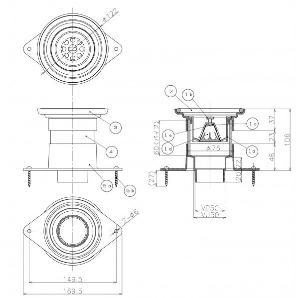 アサヒ衛陶 排水金具セット VQP001 1点