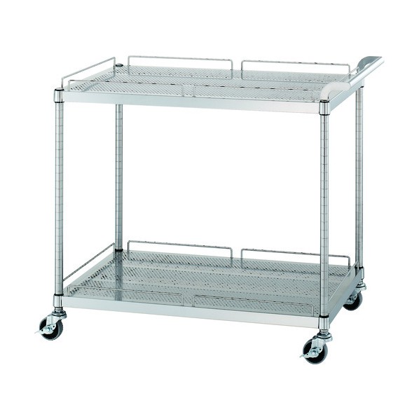 ステンレスワゴンガード付パンチング棚2段 間口600×奥行450×高さ800 PMN20-6045-U75 1点