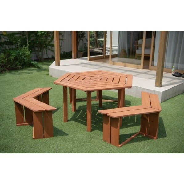 六角テーブルセット ブラウン(BR) TAN-953 1セット