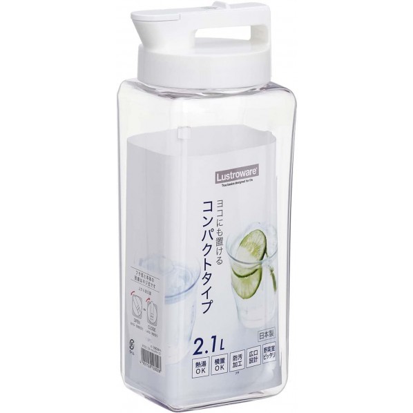 タテヨコ・スマートピッチャー ホワイト 12.1×10.4×29.5cm 2.1L K-1280WH 1個