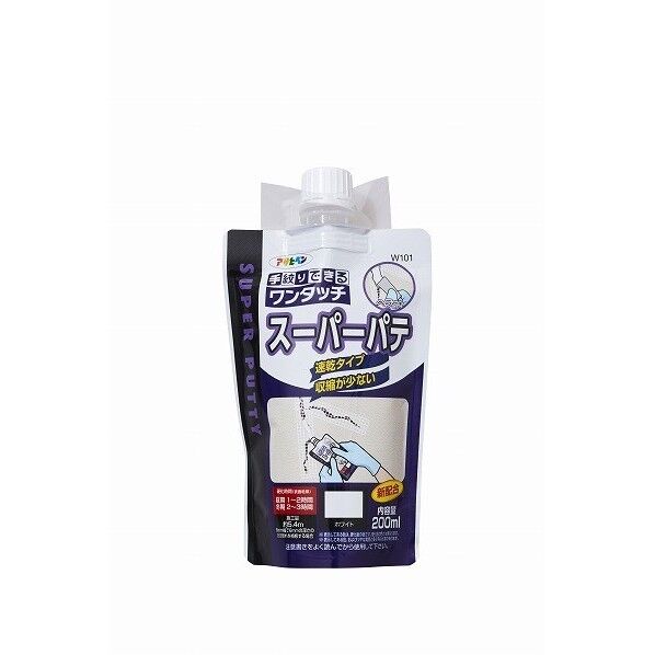 アサヒペン ワンタッチスーパーパテ 200ML ホワイト W101 1個