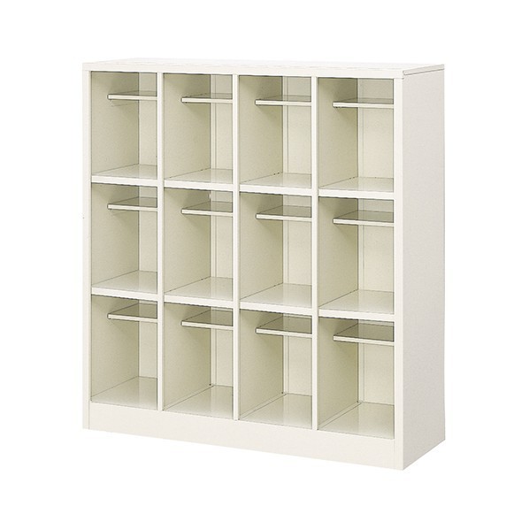シューズボックス 4列3段 12人用 オープンタイプ ロング セミホワイト 1073mm BS-LL12H4(N) 1台