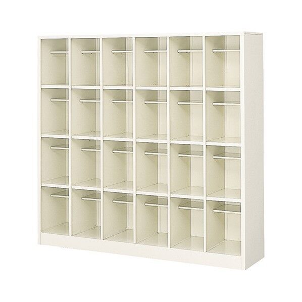 シューズボックス 6列4段 24人用 オープンタイプ ロング セミホワイト 1399mm BS-LL24W6(N) 1台