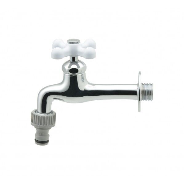 ネジ口金付き胴長横水栓 (ガーデン用 おしゃれ)