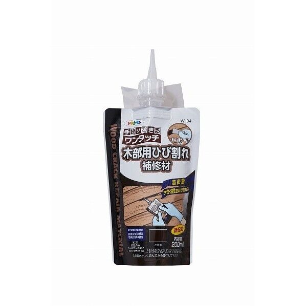 アサヒペン ワンタッチ木部用ひび割れ補修材 200ML こげ茶 W104 1個...