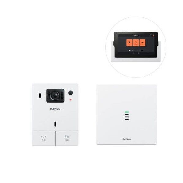 Nasta Interphone ナスタ インターホン 有線モデル/タブレットセット ホワイト 【室内親機】
幅153mm×高さ153mm×奥行35mm
【玄関子機】
露出時:幅96mm×高さ130mm×奥行34mm、埋込時:幅96mm×高さ130mm×奥行22mm
【タブレット】
施工時:幅212.4mm×高さ127.4mm×奥行23mm、質 KS-DP01UT-W 1セット