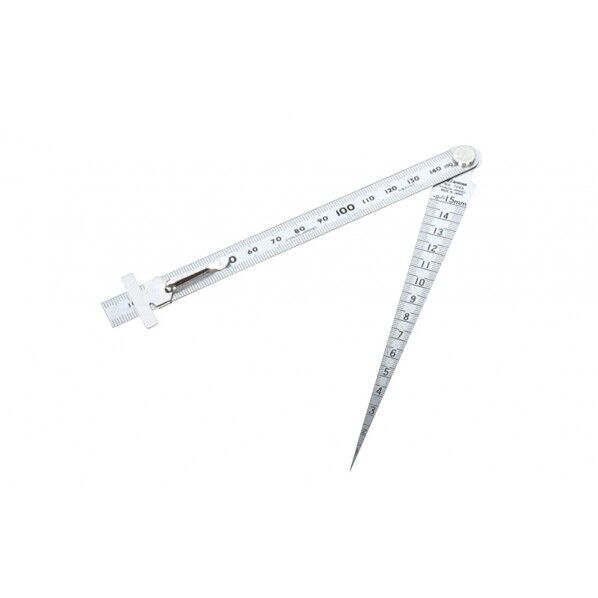 テーパーゲージ 1~15mm 直尺付 校正証明書+トレサビリティ体系図付 26X5X160mm 62612 1個