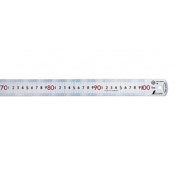 ピックアップスケール シルバー1mcm 赤数字入JIS 校正証明書+トレサビリティ付 35X1.5X1050mm 13140 1個