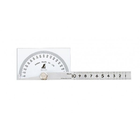 ※法人専用品※シンワ測定 プロトラクター No183 シルバー55×94mm竿目盛10cm 角型 校正証明書+トレサビリティ付 62928 1個...