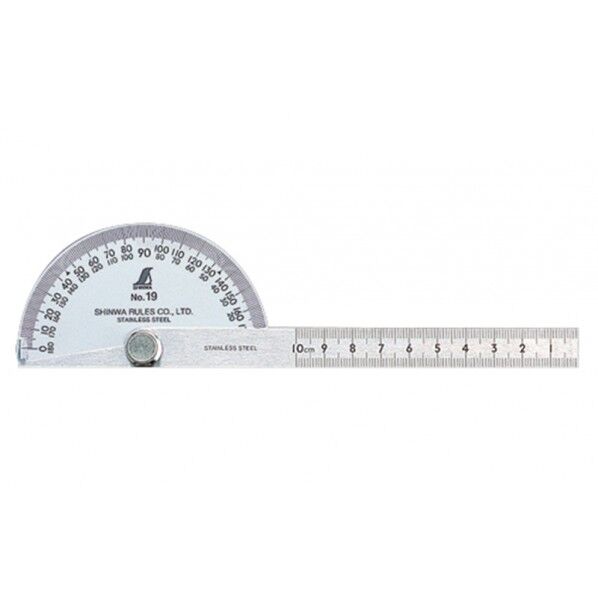 ※法人専用品※シンワ測定 プロトラクター No19 シルバー φ90 竿目盛10cm 校正証明書+トレサビリティ体系図付 62480 1個...