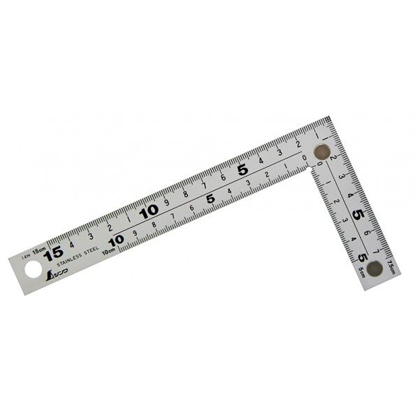 曲尺厚手広巾 シルバー15cm 表裏同目8段目盛cm表示マグネット付 校正証明書+トレサビリティ付 85X2X170mm 10435 1個