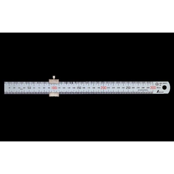 ※法人専用品※シンワ測定 直尺 シルバー 30cm 赤数字入 ストッパー付 JIS 校正証明書+トレサビリティ体系図付 35X6X335mm 76752 1個...