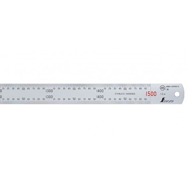 ※法人専用品※シンワ測定 直尺 ステン 1.5m 赤数字入 JIS 校正証明書+トレサビリティ体系図付 40X2X1565mm 14052 1個...