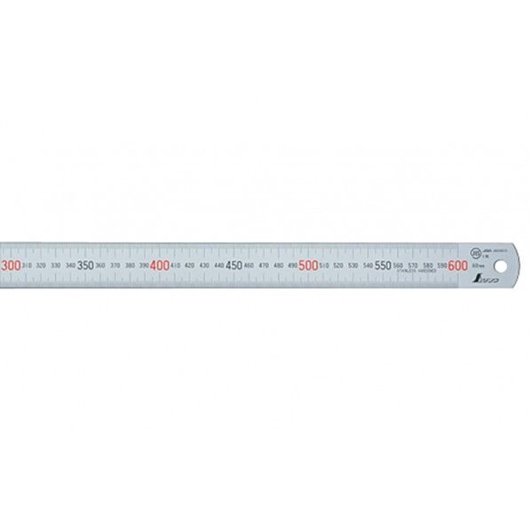 直尺 ステン 60cm 赤数字入 JIS 校正証明書+トレサビリティ体系図付 30X1.2X640mm 14036 1個