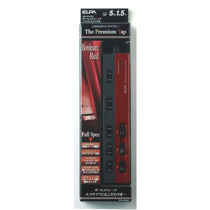 プレミアムタップ 5個口 ボルドーレッド 1.5m WBS-3215B(RD) 1台