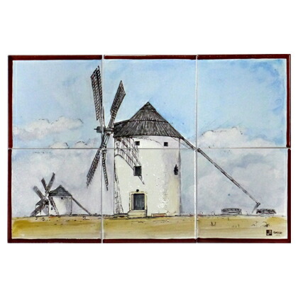 スペインタイル 手描き風景画(手描き) 風車 5mm×450mm×300mm JHIST-ART02 1