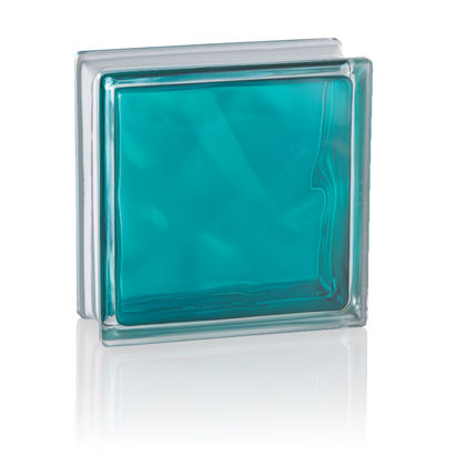 ガラスブロック エレガンスシリーズ 地中海 エメラルドグリーン 80mm×190mm×190mm 191908/WA BT 1個