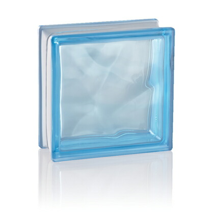 ガラスブロック 100シリーズ クリスタルマリンブルー 100mm×190mm×190mm 191910/WA AZUR 1個