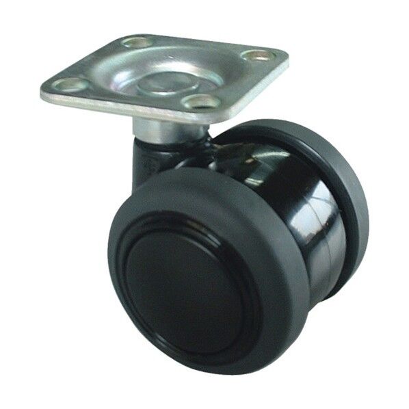 双輪キャスター エラストマー車 Φ40mm プレート 黒