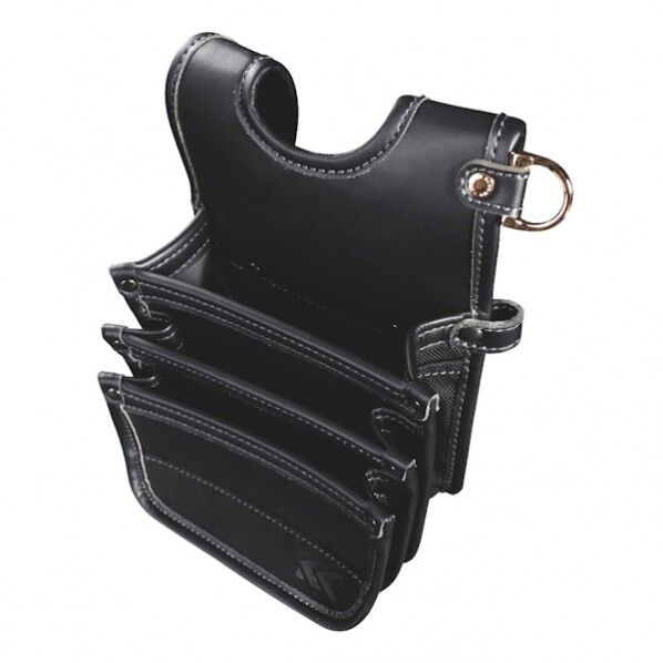 建築薄型腰袋3段(黒金)LIGHT PU LEATHER SERIES