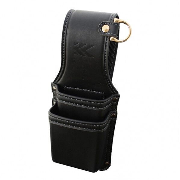 フジ矢 圧着2段ホルダー(黒金)LIGHT PU LEATHER SERIES AH-12BG 1個