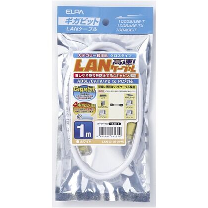 クロスLANケーブル CAT6 ホワイト 1m LAN-X1010(W) 1