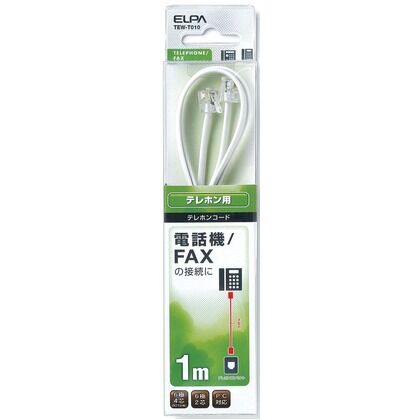 6極4芯・2芯兼用テレホンコード 1m TEW-T010 1