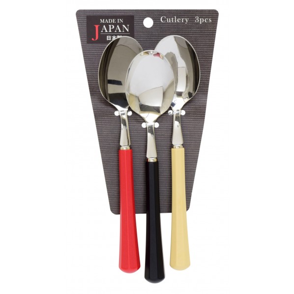 オーロラデザートスプーン3本組赤・黒・ベージュ (W)118×(H)222×(D)30mm 1