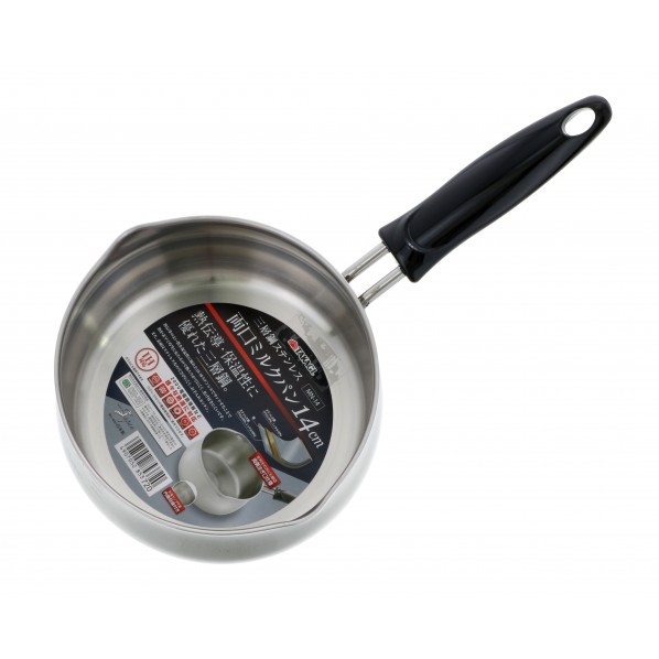 三層鋼両口ミルクパン14cmMN-14 1個