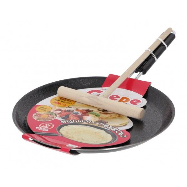 IH対応ファイバーラインクレープパン24cm&トンボセット 1個