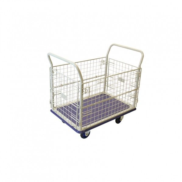 キャリーラック 金網付L 大 フットB付 ブルー 1台