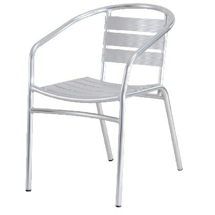 アルミアームチェア シルバー W525×H735（座面高420）×D610㎜ 650601110 1