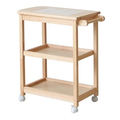 タイルトップ3段ワゴン ナチュラル 幅610×奥行340×高さ700㎜ 40-912 1