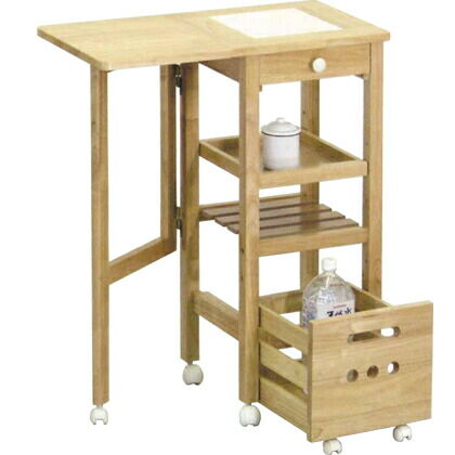 ストアレッジ片バタワゴン ナチュラル 幅425-700×奥行350×高さ850㎜ 85-414 1