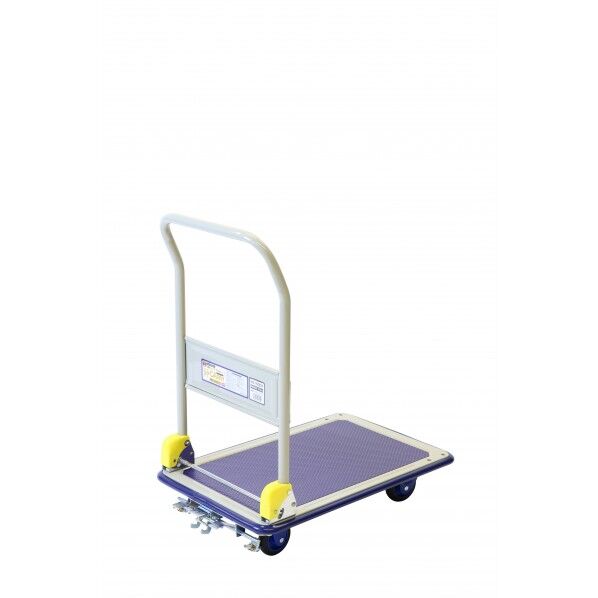 しずキャリー NS150DXL フットブレーキ付 積載面寸法:全長730mm×全幅470mm(ハンドル部含む) 車輪径:100mm 積載面までの高さ:134mm 使用時外寸法:全長795mm×全幅480mm×全高895mm 折り畳み時外寸法:全長825mm×全幅480mm×全高230mm 積載荷重150Kg 材質 荷台部:スチール ハンドル部:スチール キャスター部:樹脂、ブタジェンゴム 181831 1点