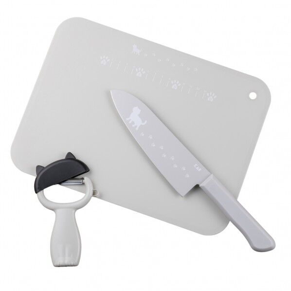 Nyammy 包丁・ピーラー・シートまな板 3点セット ウォームグレー #RC5060 3個