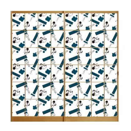 ミッキー障子紙【総柄ペイント】 91cm×182cm 2枚組