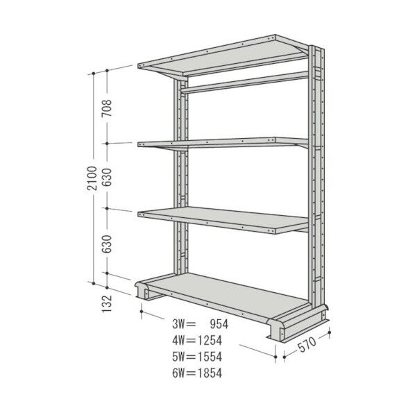 キャンチラック単式増結1連W1904D570H2100F4 CR76S-S4B 1点