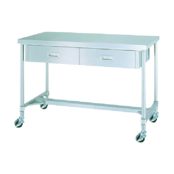 ステンレス作業台片面引出付H枠キャスター付 間口1500×奥行750×高さ800 WDHNC-15075-U75 1点