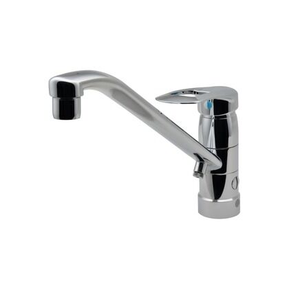 ガオナ シングルレバー混合栓 キッチン用 (台付 上面施工 簡単取付 分水孔つき 寒冷地用)