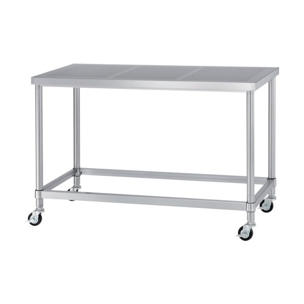 ステンレス作業台パンチング天板四方枠キャスター付 間口1500×奥行600×高さ800 PWZC-15060-U75 1点