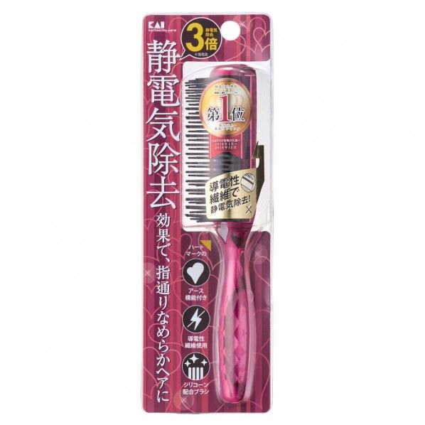 貝印 静電ブラシL ルビーピンク #000KQ1170 1個