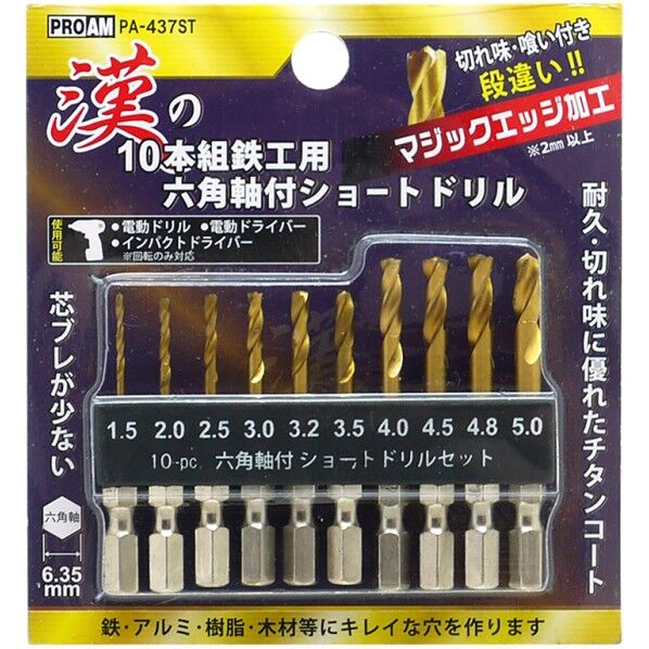漢の鉄工ショートドリル10本組