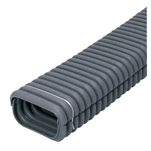 トラフレキ(波付合成樹脂トラフ)フラットタイプ 濃グレー 200 TFX-F200S 1点