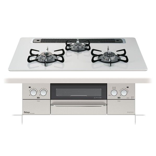 ビルトインコン フェイシス 3⼝ ハイパーガラスコートトップ(プロパンガス)