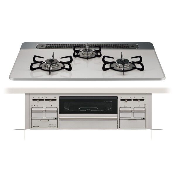 ビルトインコン リプラ 3⼝ ハイパーガラスコートトップ(プロパンガス)