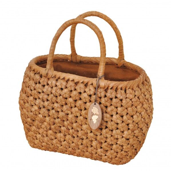 ヤマコー #87990 山葡萄バッグ小舟 花編削皮